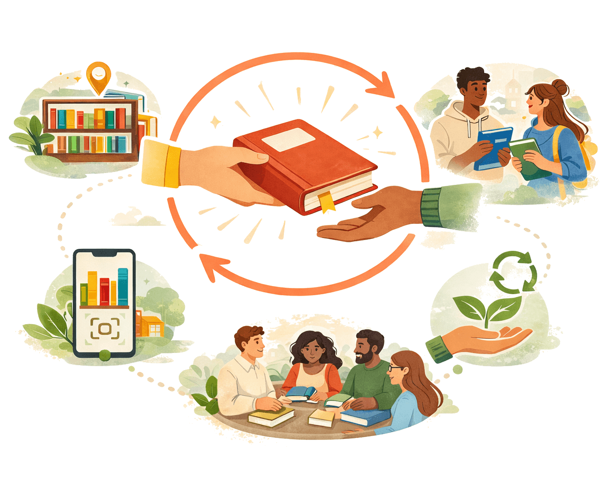 A stack of books ready to be shared in your neighborhood.